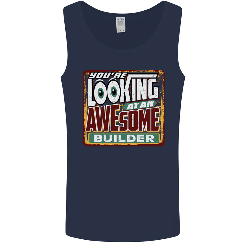 You're Looking at an Awesome Builder Mens Vest Tank Top Navy Blue