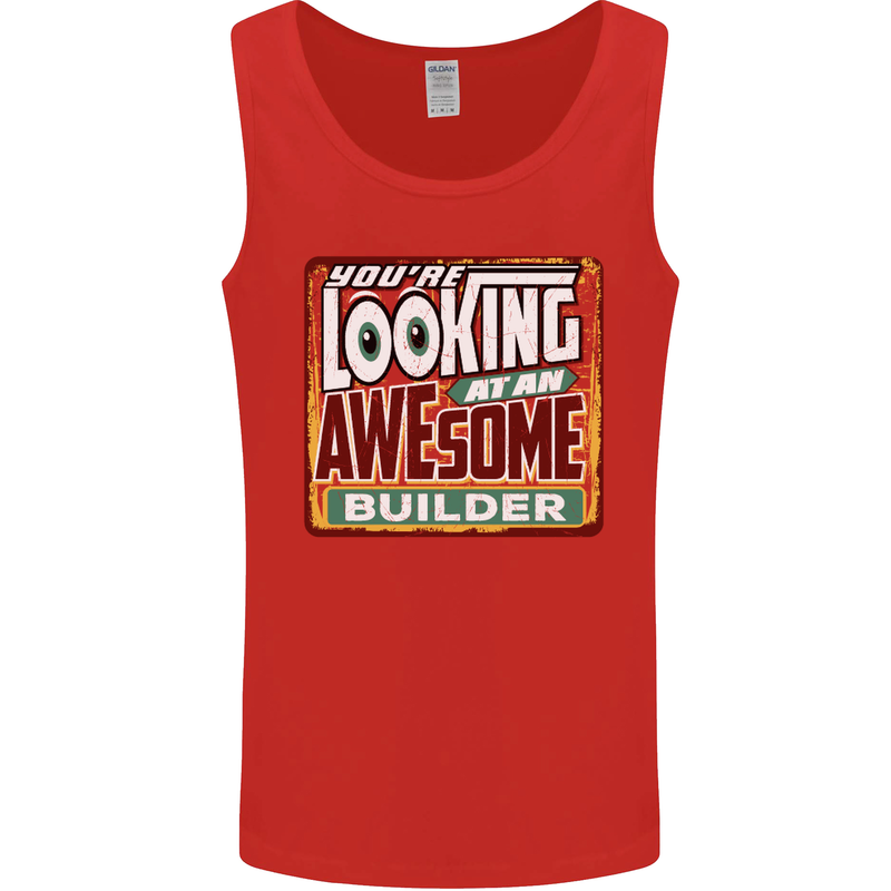 You're Looking at an Awesome Builder Mens Vest Tank Top Red