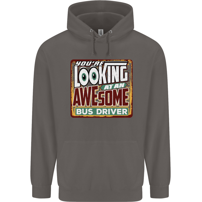 You're Looking at an Awesome Bus Driver Mens 80% Cotton Hoodie Charcoal