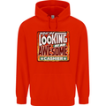 You're Looking at an Awesome Cashier Mens 80% Cotton Hoodie Bright Red