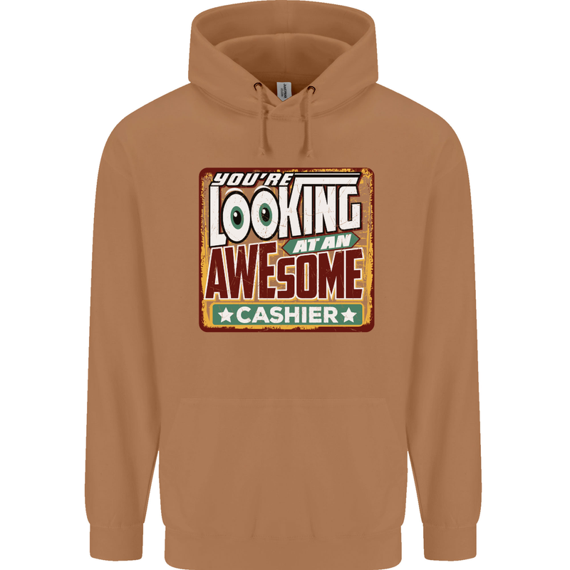 You're Looking at an Awesome Cashier Mens 80% Cotton Hoodie Caramel Latte
