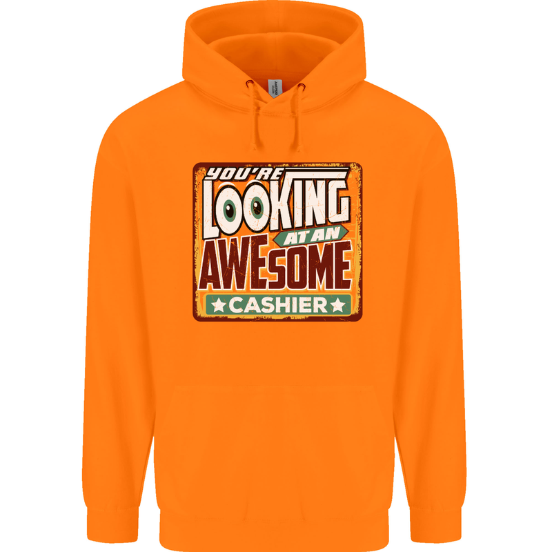 You're Looking at an Awesome Cashier Mens 80% Cotton Hoodie Orange