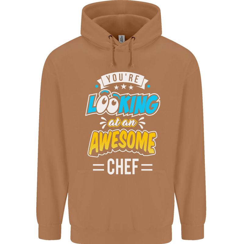 You're Looking at an Awesome Chef Mens 80% Cotton Hoodie Caramel Latte