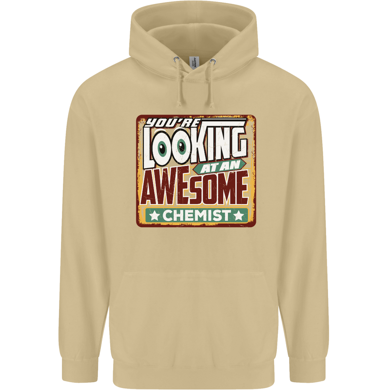 You're Looking at an Awesome Chemist Mens 80% Cotton Hoodie Sand