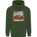 You're Looking at an Awesome Dinner Lady Mens 80% Cotton Hoodie Forest Green