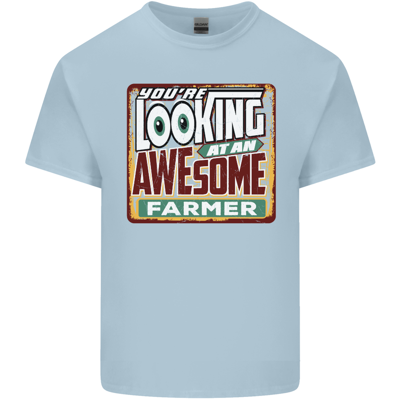 You're Looking at an Awesome Farmer Mens Cotton T-Shirt Tee Top Light Blue