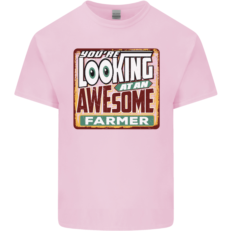 You're Looking at an Awesome Farmer Mens Cotton T-Shirt Tee Top Light Pink