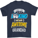 You're Looking at an Awesome Grandad Mens T-Shirt Cotton Gildan Navy Blue