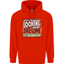 You're Looking at an Awesome IT Technician Mens 80% Cotton Hoodie Bright Red