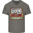 You're Looking at an Awesome Skier Mens V-Neck Cotton T-Shirt Charcoal