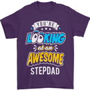 You're Looking at an Awesome Stepdad Mens T-Shirt Cotton Gildan Purple