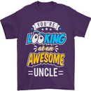 You're Looking at an Awesome Uncle Mens T-Shirt Cotton Gildan Purple