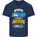 You're Looking at an Awesome Uncle Mens V-Neck Cotton T-Shirt Navy Blue