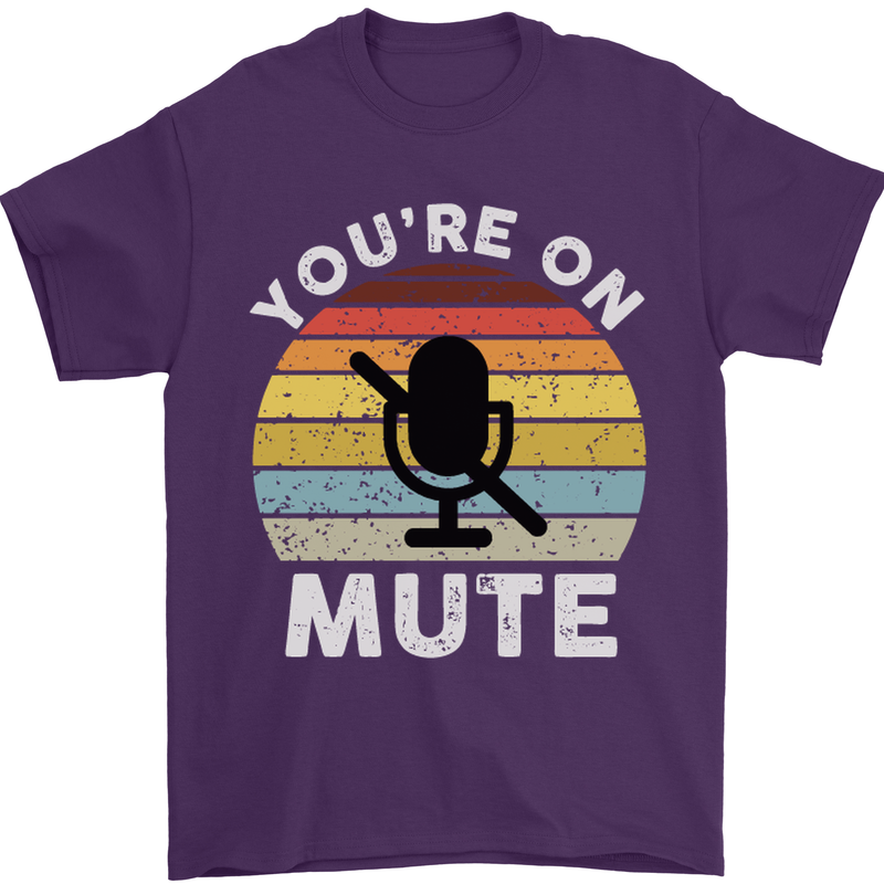 You're On Mute Funny Microphone Conference Mens T-Shirt Cotton Gildan Purple
