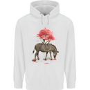 Zebra and Tree Watercolour Mens Hoodie White