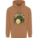 Zombie Cat Drummer Mens 80% Cotton Hoodie Caramel Latte