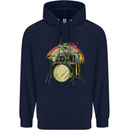 Zombie Cat Drummer Mens 80% Cotton Hoodie Navy Blue