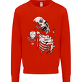 Zombie Cheer Skull Halloween Alcohol Beer Mens Sweatshirt Jumper Bright Red