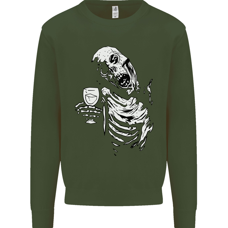 Zombie Cheer Skull Halloween Alcohol Beer Mens Sweatshirt Jumper Forest Green