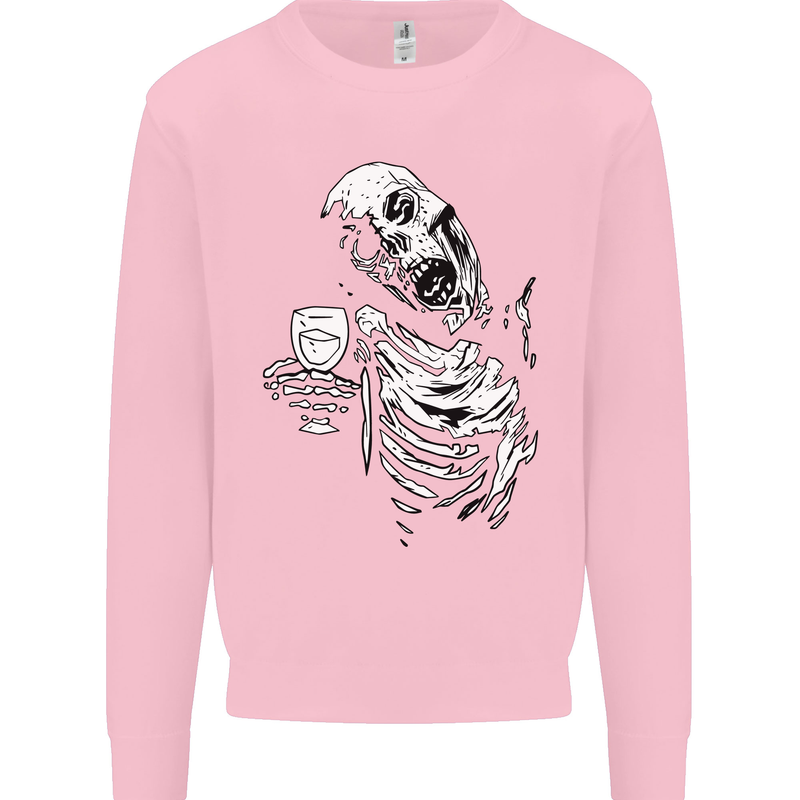Zombie Cheer Skull Halloween Alcohol Beer Mens Sweatshirt Jumper Light Pink