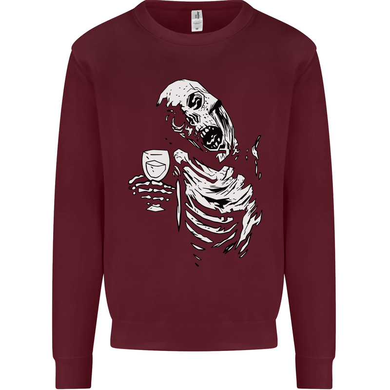 Zombie Cheer Skull Halloween Alcohol Beer Mens Sweatshirt Jumper Maroon