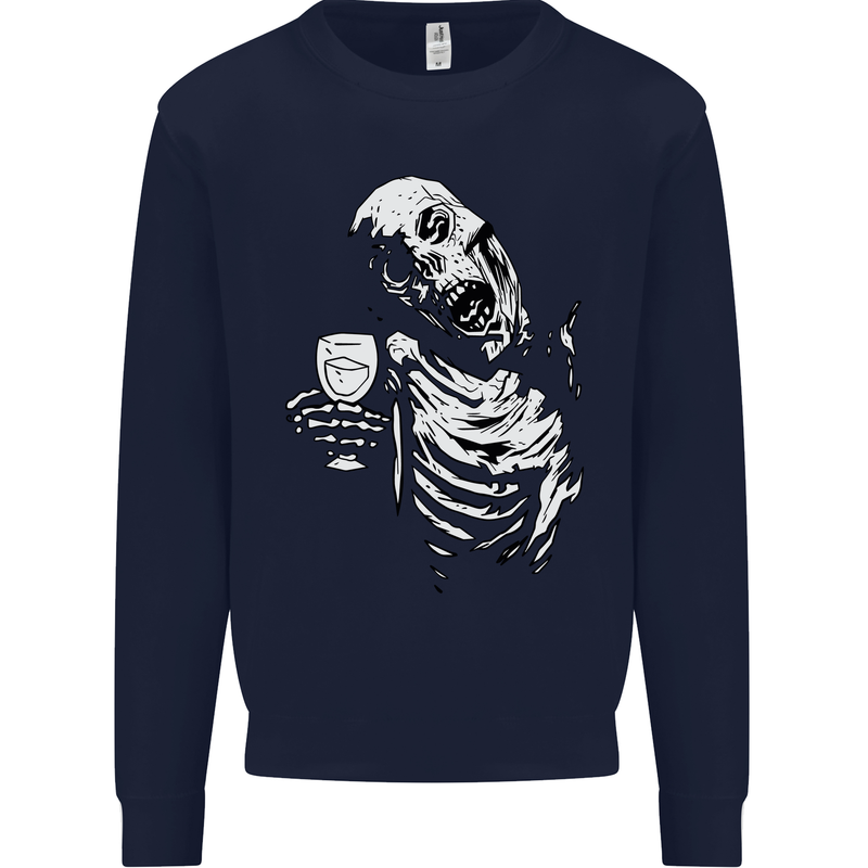 Zombie Cheer Skull Halloween Alcohol Beer Mens Sweatshirt Jumper Navy Blue
