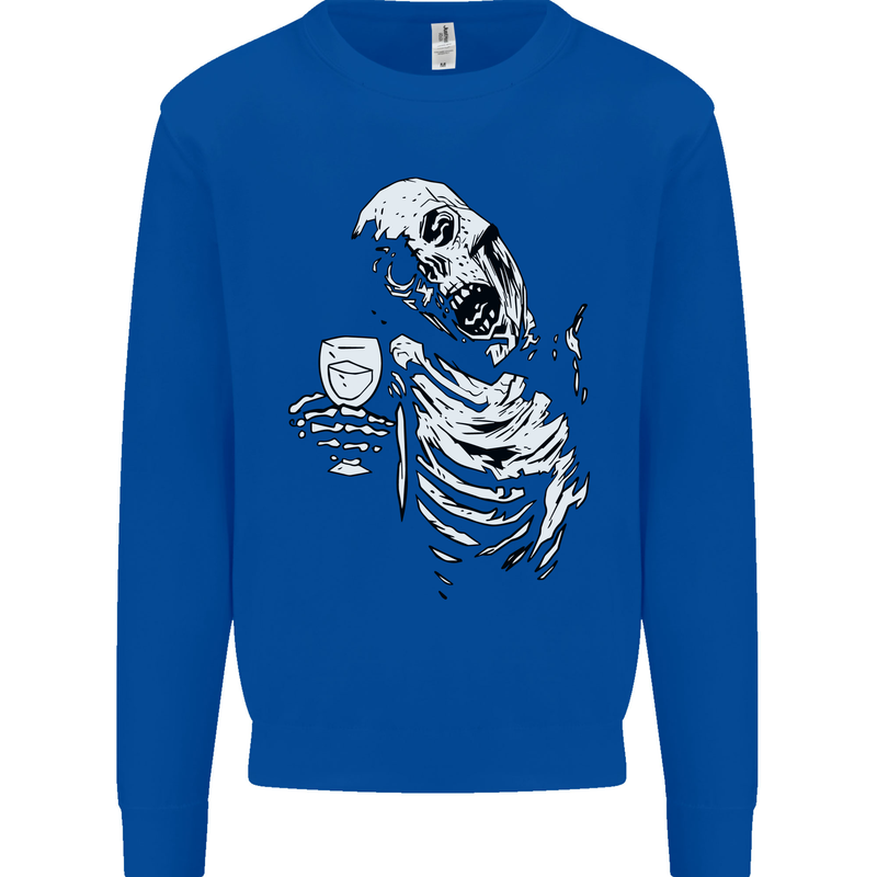 Zombie Cheer Skull Halloween Alcohol Beer Mens Sweatshirt Jumper Royal Blue
