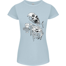 Zombie Cheer Skull Halloween Alcohol Beer Womens Petite Cut T-Shirt Light Blue
