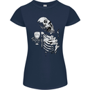 Zombie Cheer Skull Halloween Alcohol Beer Womens Petite Cut T-Shirt Navy Blue