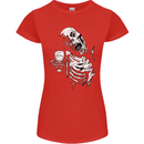 Zombie Cheer Skull Halloween Alcohol Beer Womens Petite Cut T-Shirt Red