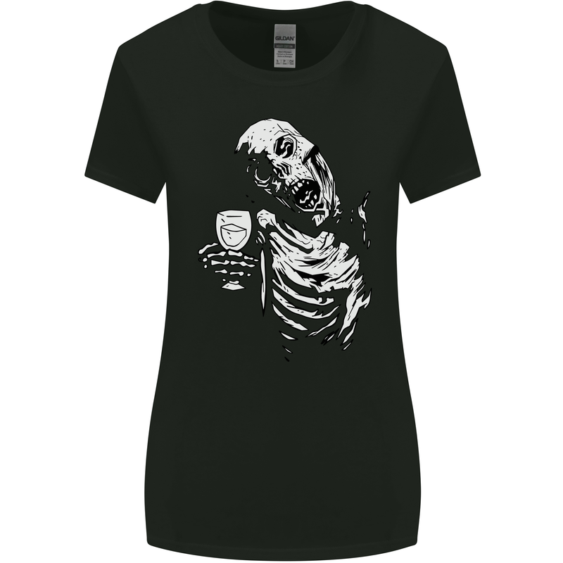 Zombie Cheer Skull Halloween Alcohol Beer Womens Wider Cut T-Shirt Black