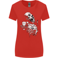 Zombie Cheer Skull Halloween Alcohol Beer Womens Wider Cut T-Shirt Red