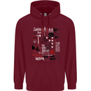 Zombie Halloween Vampire Dracular Skull Childrens Kids Hoodie Maroon
