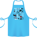 Zombie Halloween Vampire Dracular Skull Cotton Apron 100% Organic Turquoise