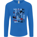 Zombie Halloween Vampire Dracular Skull Mens Long Sleeve T-Shirt Royal Blue