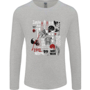 Zombie Halloween Vampire Dracular Skull Mens Long Sleeve T-Shirt Sports Grey