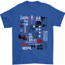 Zombie Halloween Vampire Dracular Skull Mens T-Shirt Cotton Gildan Royal Blue