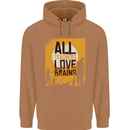 Zombie Teacher Love Brains Halloween Funny Mens 80% Cotton Hoodie Caramel Latte