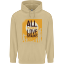 Zombie Teacher Love Brains Halloween Funny Mens 80% Cotton Hoodie Sand