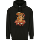 Zombie Teddy Bear Halloween Gothic Murder Mens 80% Cotton Hoodie Black