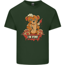 Zombie Teddy Bear Halloween Gothic Murder Mens Cotton T-Shirt Tee Top Forest Green
