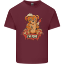 Zombie Teddy Bear Halloween Gothic Murder Mens Cotton T-Shirt Tee Top Maroon