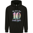10 Year Old Birthday Girl Double Digits 10th Childrens Kids Hoodie Black