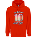 10 Year Old Birthday Girl Double Digits 10th Childrens Kids Hoodie Bright Red