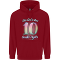 10 Year Old Birthday Girl Double Digits 10th Childrens Kids Hoodie Red