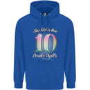 10 Year Old Birthday Girl Double Digits 10th Childrens Kids Hoodie Royal Blue