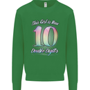 10 Year Old Birthday Girl Double Digits 10th Kids Sweatshirt Jumper Irish Green