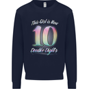 10 Year Old Birthday Girl Double Digits 10th Kids Sweatshirt Jumper Navy Blue