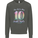 10 Year Old Birthday Girl Double Digits 10th Kids Sweatshirt Jumper Storm Grey