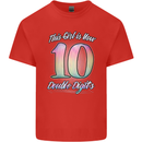 10 Year Old Birthday Girl Double Digits 10th Kids T-Shirt Childrens Red